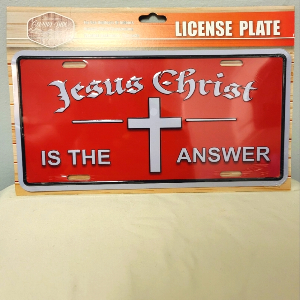 Jesus Christ is the Answer Decorative License Plate (Indoor/Outdoor Use)